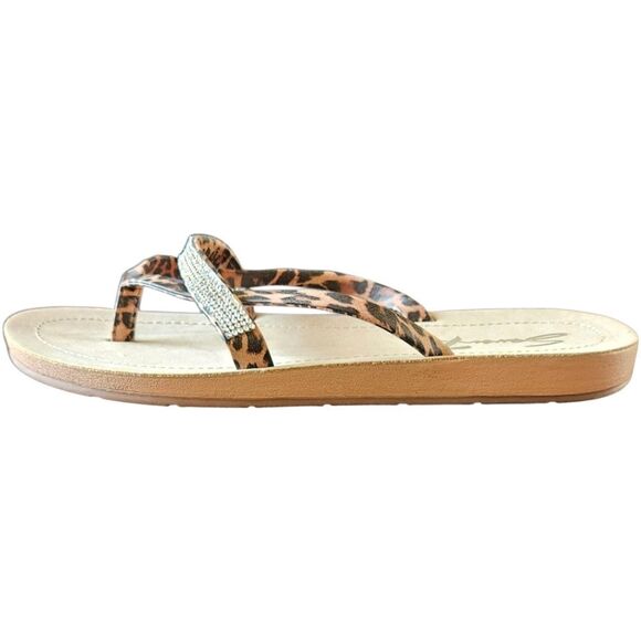 SEVEN7 Women's New In Bag Cheetah Rhinestone Faux Leather Thong/Sandal - Picture 6 of 16
